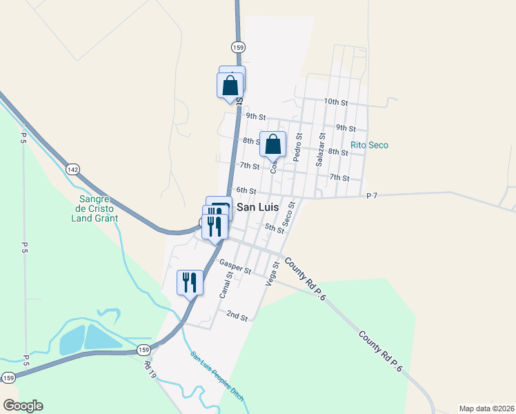 map of restaurants, bars, coffee shops, grocery stores, and more near in San Luis