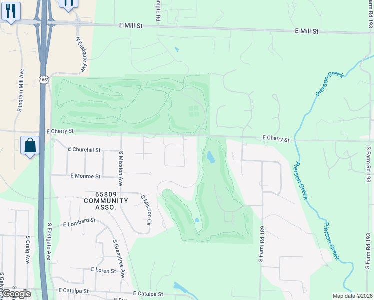 map of restaurants, bars, coffee shops, grocery stores, and more near 611 Augusta Dr in Springfield