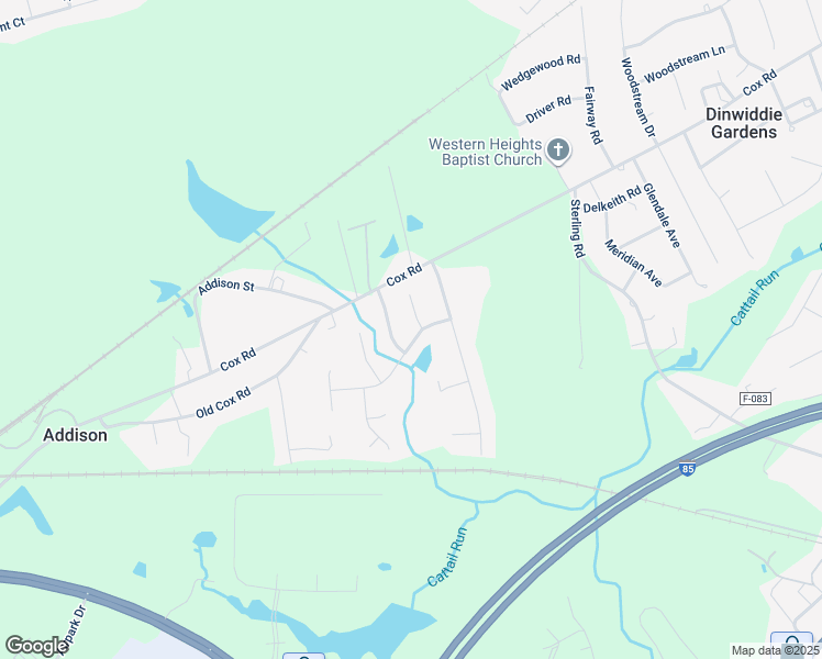 map of restaurants, bars, coffee shops, grocery stores, and more near 24110 Sequoia Road in Petersburg