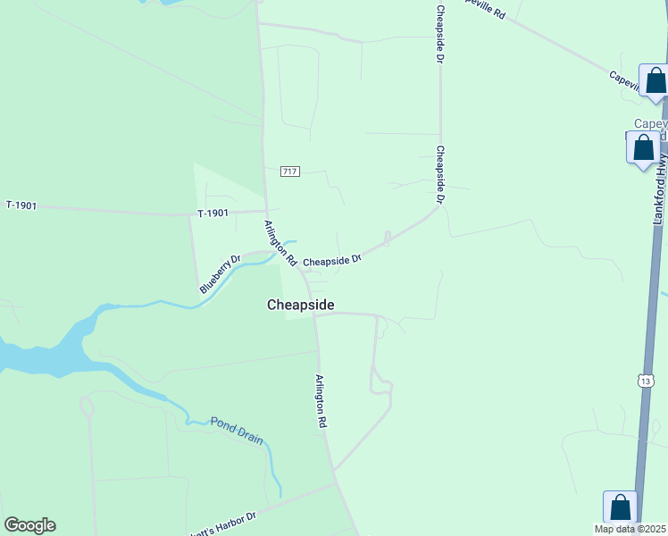map of restaurants, bars, coffee shops, grocery stores, and more near 27517 Cheapside Road in Cape Charles