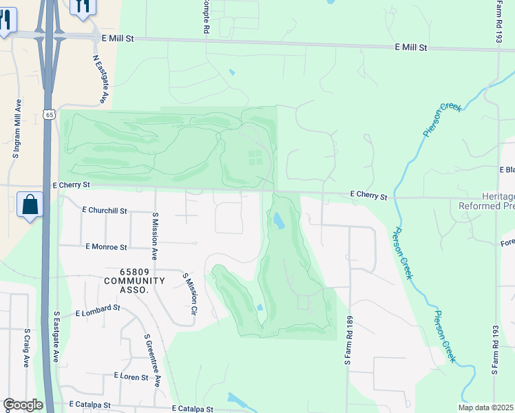 map of restaurants, bars, coffee shops, grocery stores, and more near 611 Augusta Dr in Springfield