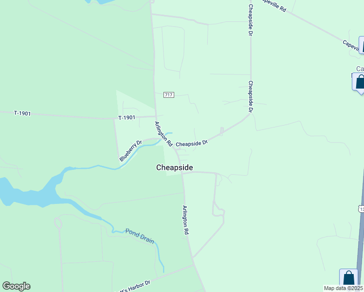 map of restaurants, bars, coffee shops, grocery stores, and more near 27551 Cheapside Road in Cape Charles