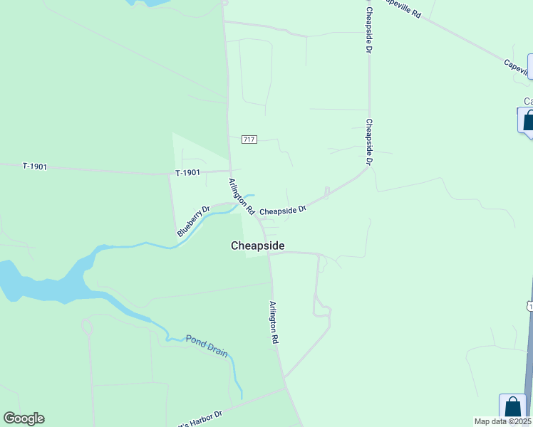 map of restaurants, bars, coffee shops, grocery stores, and more near 27551 Cheapside Road in Cape Charles
