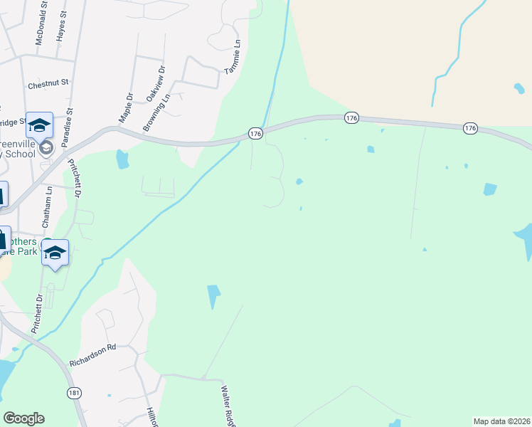 map of restaurants, bars, coffee shops, grocery stores, and more near 324 Hickory Lane in Greenville
