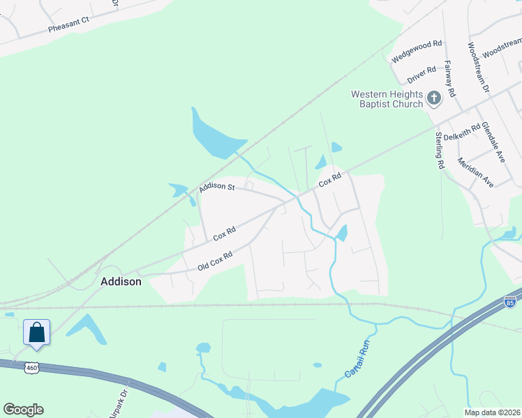 map of restaurants, bars, coffee shops, grocery stores, and more near 23806 Cox Road in Petersburg