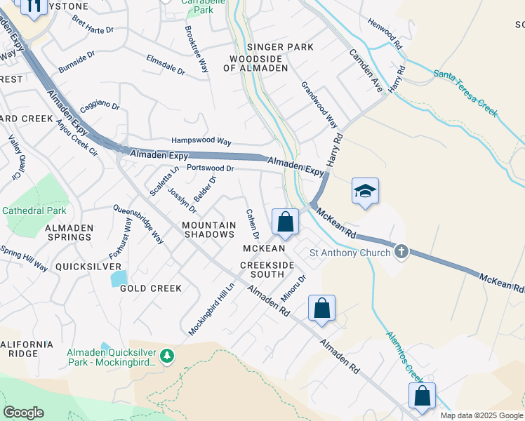 map of restaurants, bars, coffee shops, grocery stores, and more near 7145 Martwood Way in San Jose
