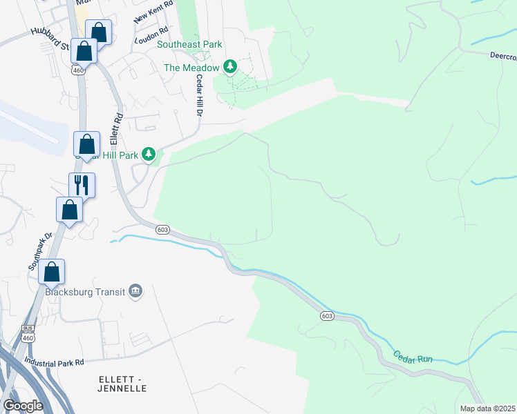 map of restaurants, bars, coffee shops, grocery stores, and more near 1224-1238 State Route 697 in Blacksburg