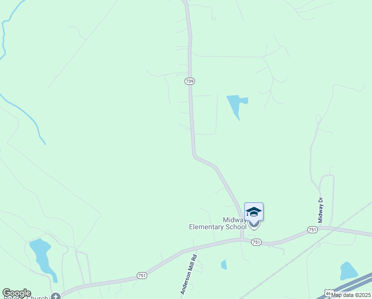map of restaurants, bars, coffee shops, grocery stores, and more near 5124 Midway Road in Church Road