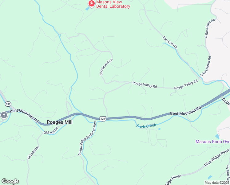 map of restaurants, bars, coffee shops, grocery stores, and more near 6180 Poage Valley Road in Roanoke
