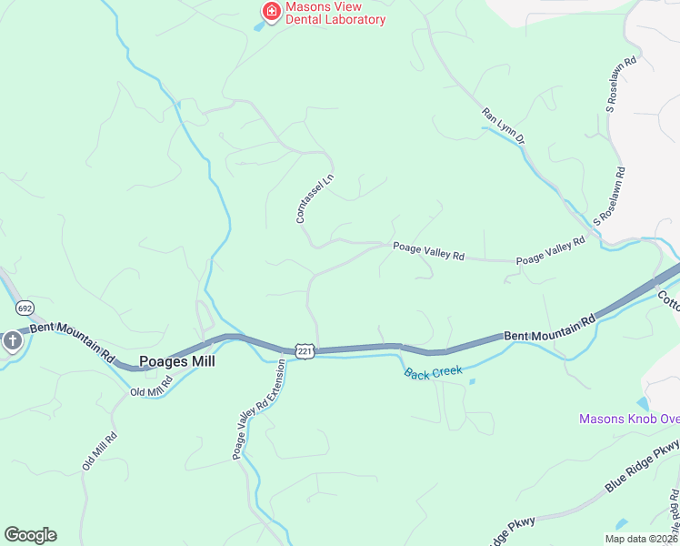 map of restaurants, bars, coffee shops, grocery stores, and more near 6180 Poage Valley Road in Roanoke