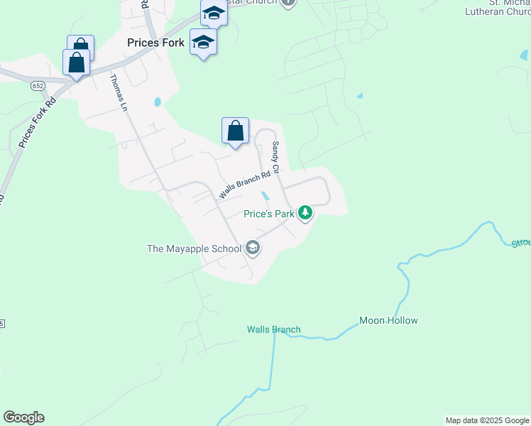 map of restaurants, bars, coffee shops, grocery stores, and more near 1343 Mockingbird Drive in Blacksburg