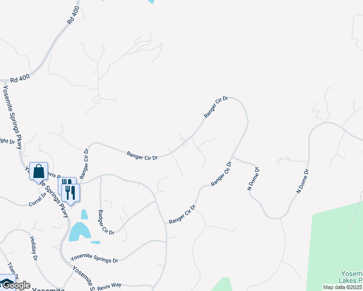 map of restaurants, bars, coffee shops, grocery stores, and more near 43629 Ranger Circle Drive in Coarsegold