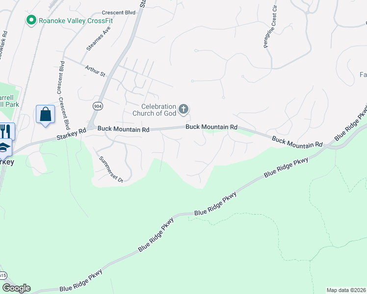 map of restaurants, bars, coffee shops, grocery stores, and more near 4470 Keefer Road in Roanoke