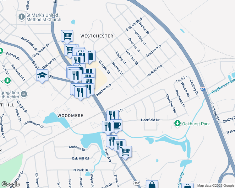 map of restaurants, bars, coffee shops, grocery stores, and more near 2229 Sedgwick Street in Petersburg