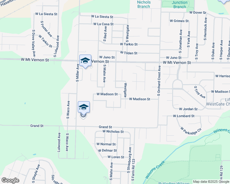 map of restaurants, bars, coffee shops, grocery stores, and more near 4345 West Madison Street in Springfield