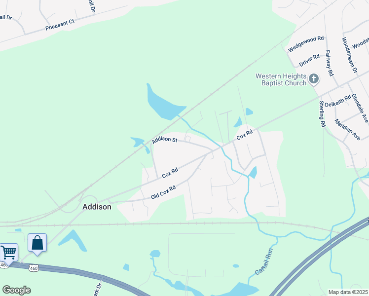 map of restaurants, bars, coffee shops, grocery stores, and more near Addison Street in Dinwiddie County