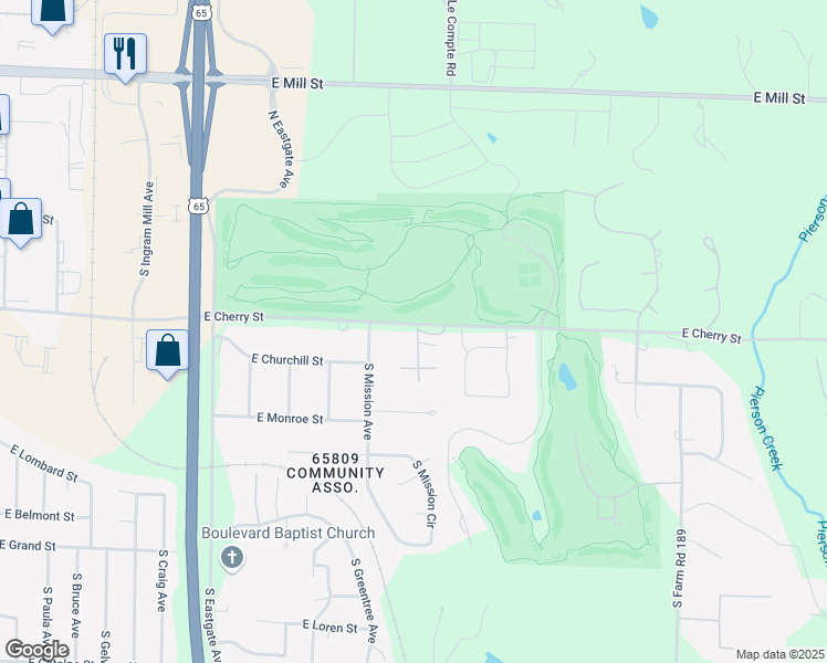 map of restaurants, bars, coffee shops, grocery stores, and more near 613-699 S Hickory Ave in Springfield