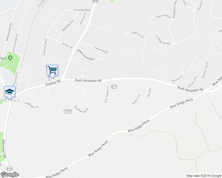 map of restaurants, bars, coffee shops, grocery stores, and more near 4431 Keefer Road in Roanoke