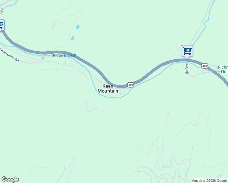 map of restaurants, bars, coffee shops, grocery stores, and more near State Route 1104 in Keen Mountain