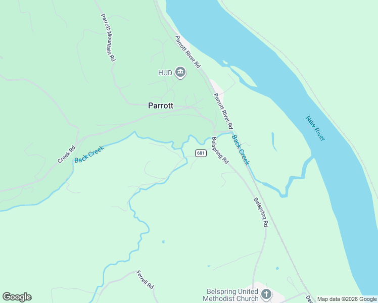 map of restaurants, bars, coffee shops, grocery stores, and more near 7868-7870 State Road 681 in Radford