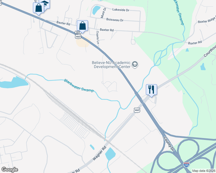 map of restaurants, bars, coffee shops, grocery stores, and more near 3100 Pinetree Drive in Petersburg