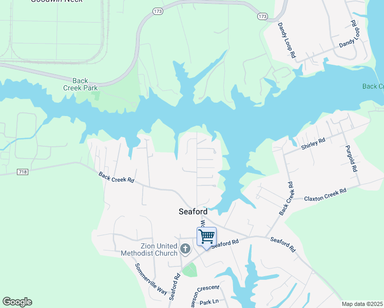 map of restaurants, bars, coffee shops, grocery stores, and more near 113 Harbor Crescent in Seaford