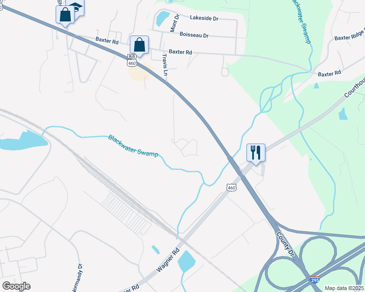 map of restaurants, bars, coffee shops, grocery stores, and more near 3100 Pinetree Drive in Petersburg