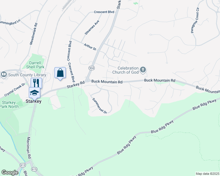 map of restaurants, bars, coffee shops, grocery stores, and more near 4658 Whipplewood Court in Roanoke