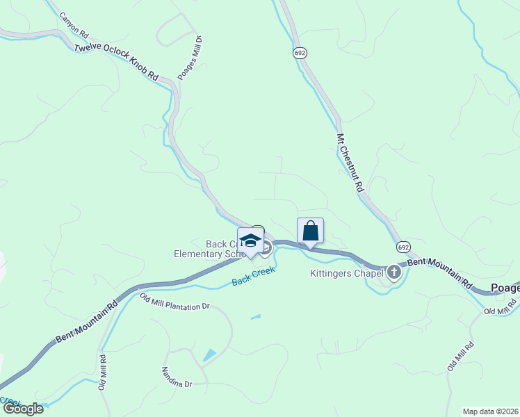 map of restaurants, bars, coffee shops, grocery stores, and more near 6048-6098 12 Oclock Knob Road in Roanoke