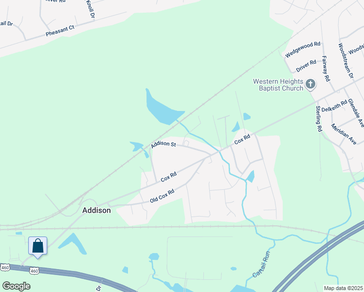 map of restaurants, bars, coffee shops, grocery stores, and more near Addison Street in Dinwiddie County