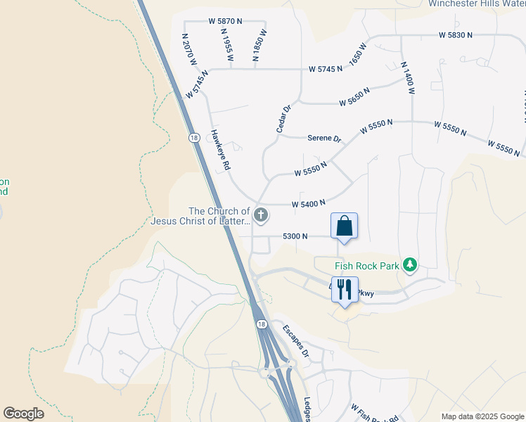 map of restaurants, bars, coffee shops, grocery stores, and more near 1851 West 5400 North in St. George