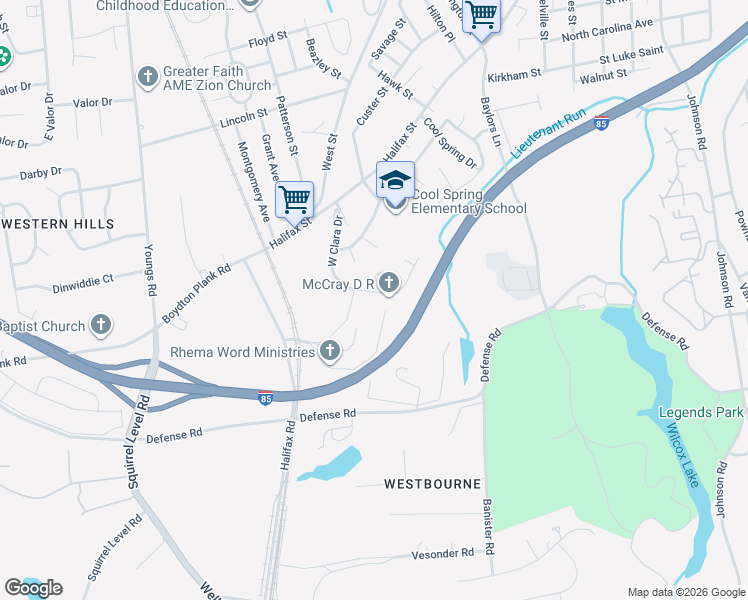 map of restaurants, bars, coffee shops, grocery stores, and more near 1105 West Clara Drive in Petersburg