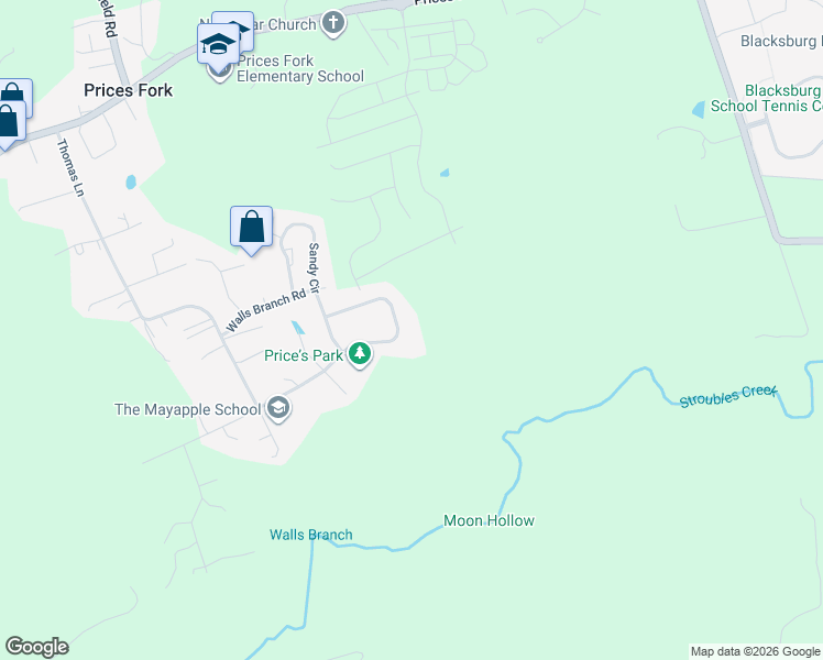 map of restaurants, bars, coffee shops, grocery stores, and more near 2737 Old Fort Road in Blacksburg