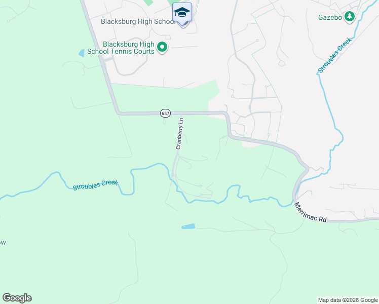 map of restaurants, bars, coffee shops, grocery stores, and more near 1318-1350 Cranberry Lane in Blacksburg