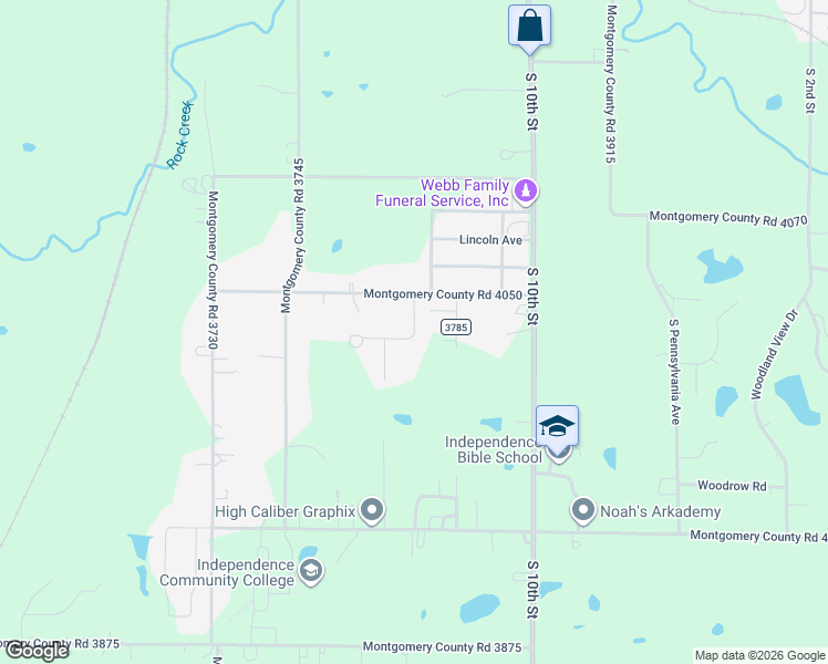 map of restaurants, bars, coffee shops, grocery stores, and more near Evergreen Drive in Independence