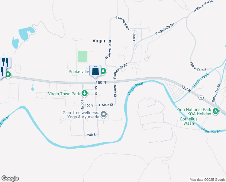 map of restaurants, bars, coffee shops, grocery stores, and more near 93 North Street in Virgin