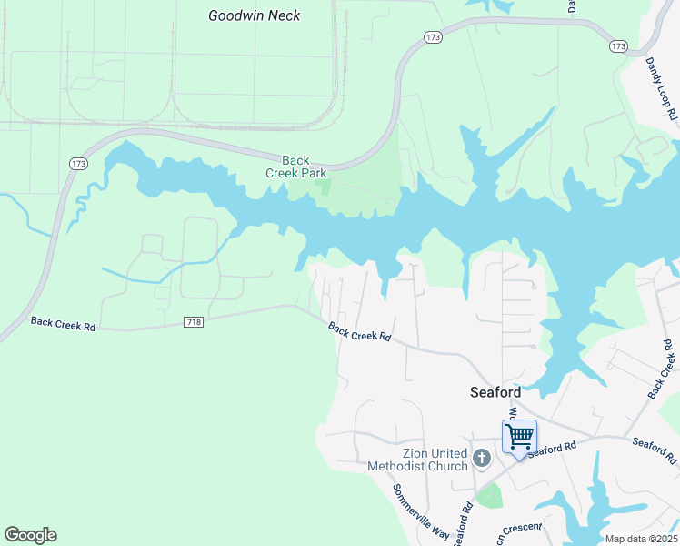 map of restaurants, bars, coffee shops, grocery stores, and more near 903 Back Creek Road in Seaford