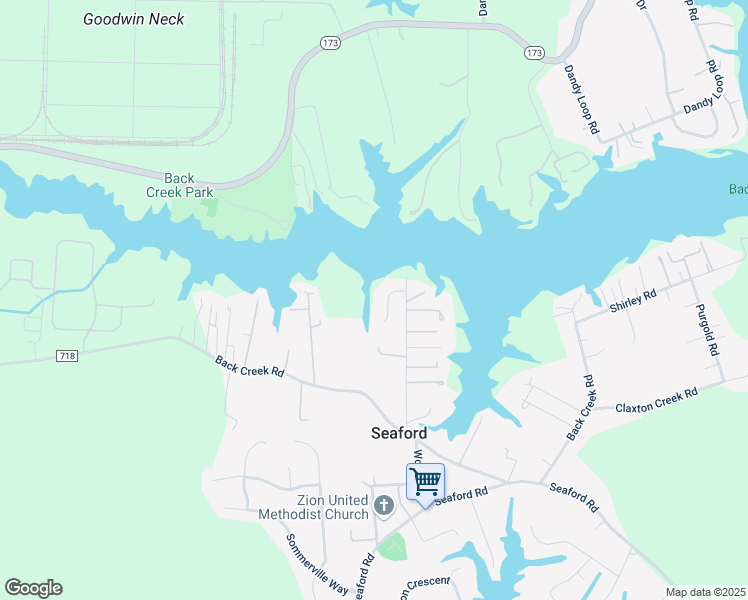 map of restaurants, bars, coffee shops, grocery stores, and more near 106 Harbor Crescent in Seaford