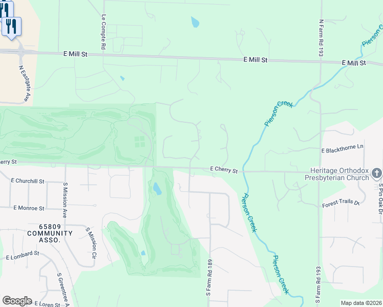 map of restaurants, bars, coffee shops, grocery stores, and more near 436 South Mumford Avenue in Springfield