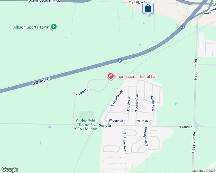 map of restaurants, bars, coffee shops, grocery stores, and more near 630 South Long Drive in Springfield