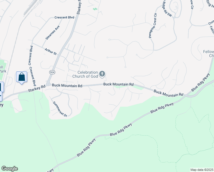 map of restaurants, bars, coffee shops, grocery stores, and more near 4406 Buck Mountain Road in Roanoke