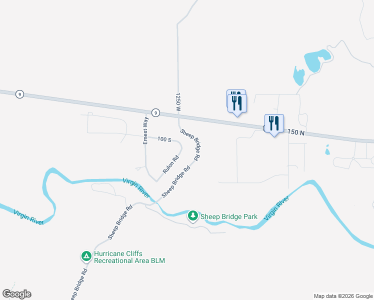 map of restaurants, bars, coffee shops, grocery stores, and more near Rulon Road in Springdale