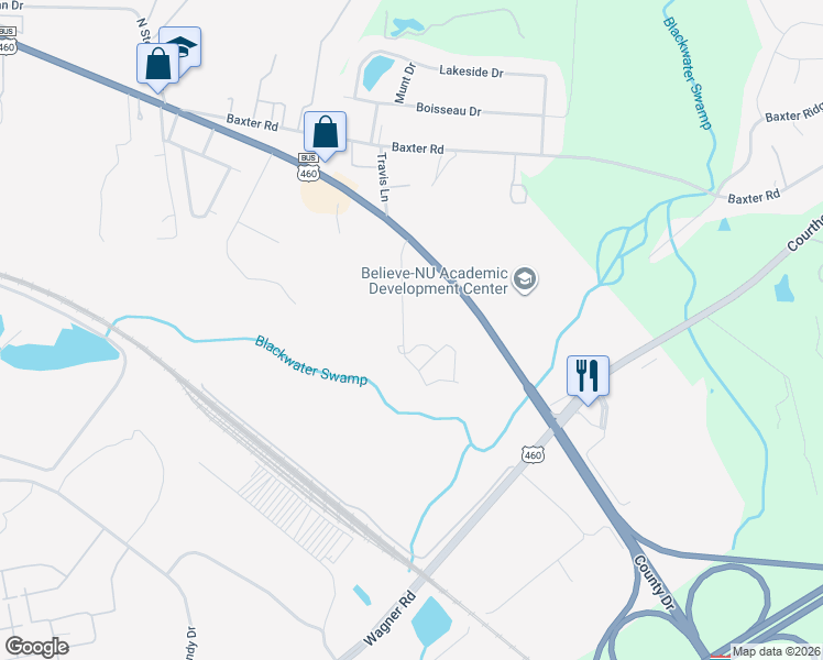 map of restaurants, bars, coffee shops, grocery stores, and more near 3001 Pinetree Drive in Petersburg