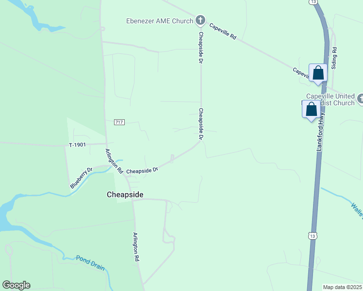 map of restaurants, bars, coffee shops, grocery stores, and more near 27406 Cheapside Road in Cape Charles