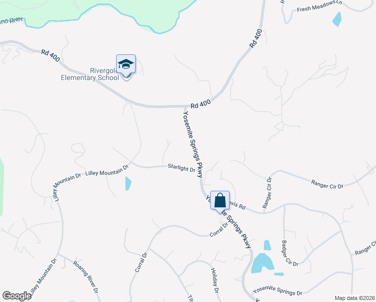 map of restaurants, bars, coffee shops, grocery stores, and more near 31302 Yosemite Springs Parkway in Coarsegold
