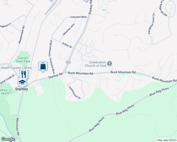 map of restaurants, bars, coffee shops, grocery stores, and more near 4555 Buck Mountain Road in Cave Spring