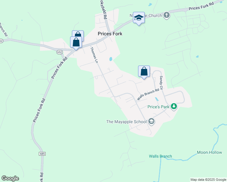 map of restaurants, bars, coffee shops, grocery stores, and more near 1505 Thomas Ln in Blacksburg