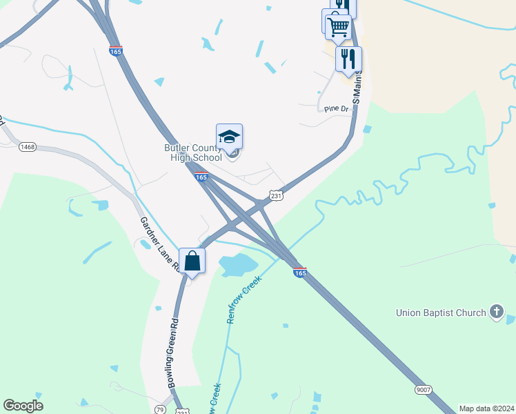 map of restaurants, bars, coffee shops, grocery stores, and more near 1147 South Main Street in Morgantown