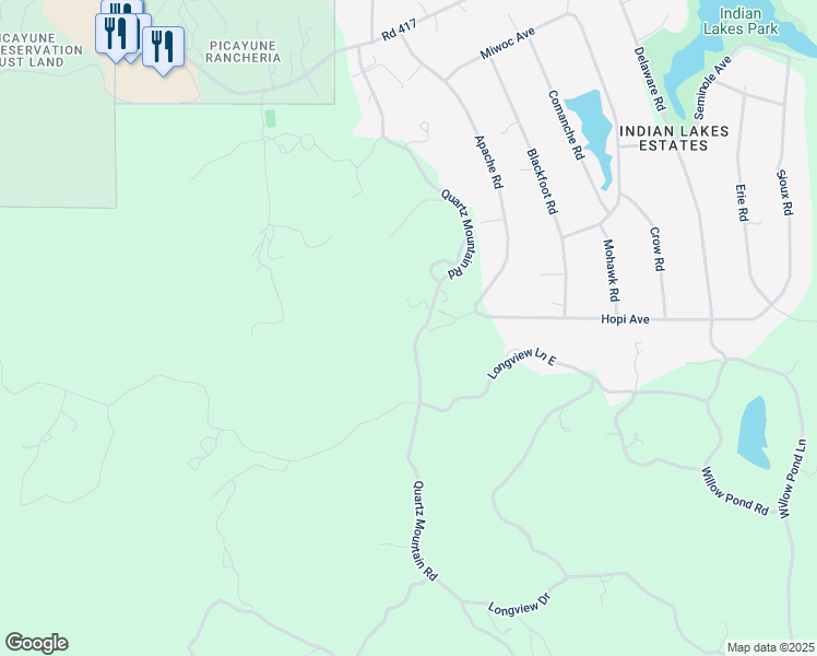 map of restaurants, bars, coffee shops, grocery stores, and more near Quartz Mountain Road in Coarsegold