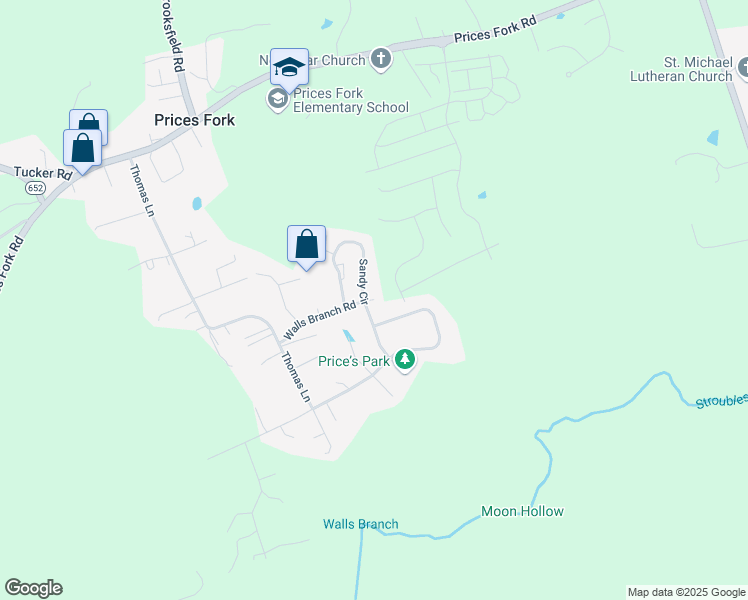 map of restaurants, bars, coffee shops, grocery stores, and more near 2839 Walls Branch Road in Blacksburg
